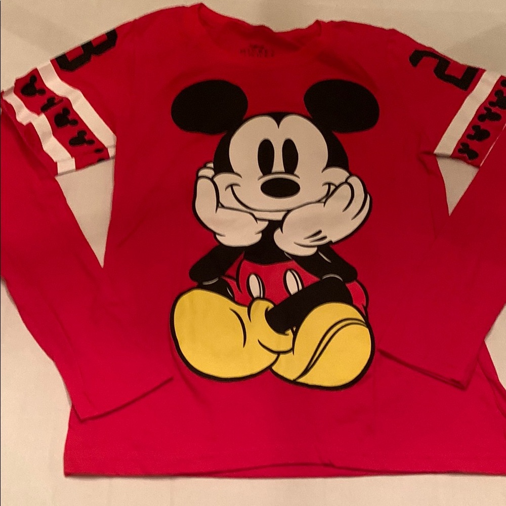 EUC Mickey Mouse on front and Back LS top Juniors Medium